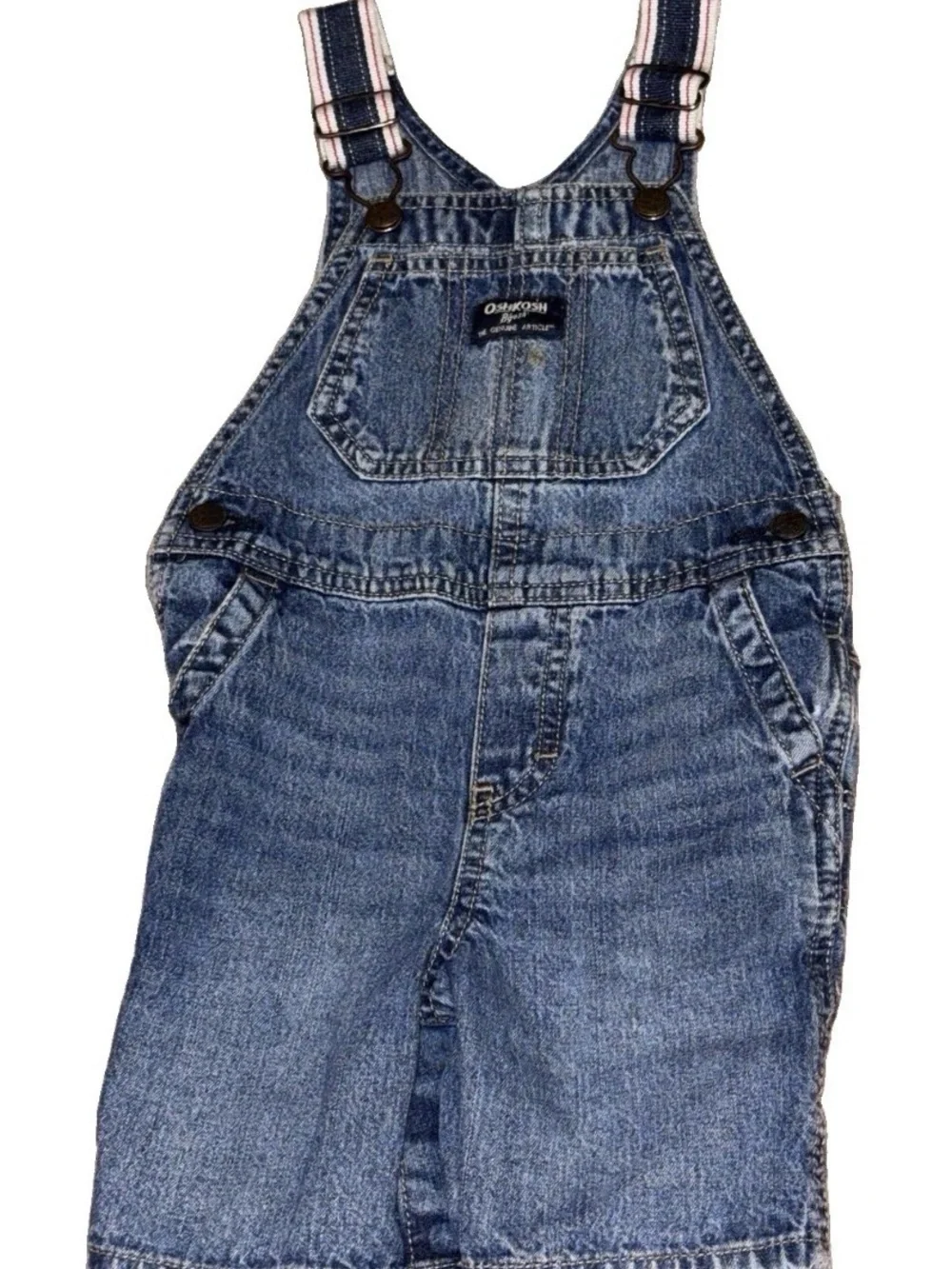 Vintage OshKosh B'gosh Kids Blue Overalls 24 M Denim Vestbak Carpenter Shortalls